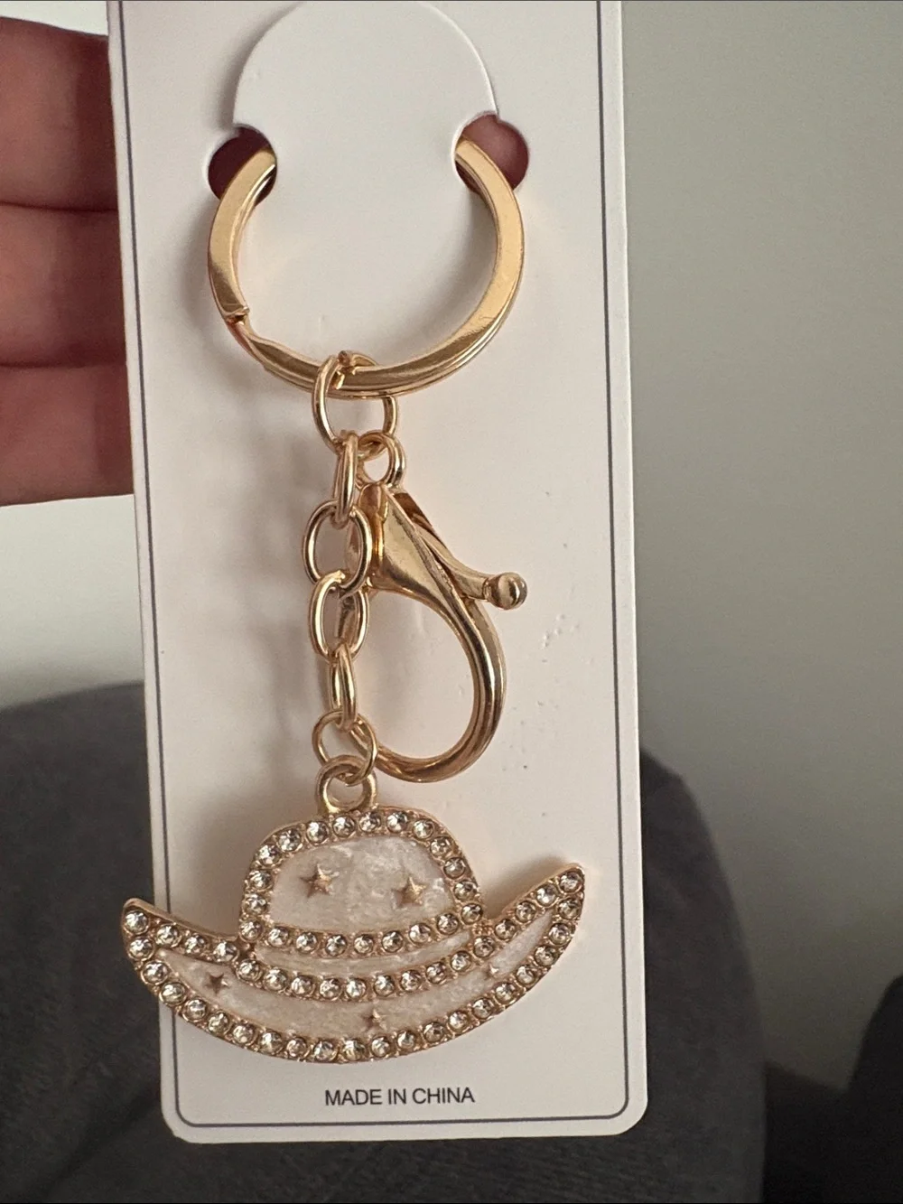 Western Cowgirl Hat Rhinestone Bag Charm / Keychain
